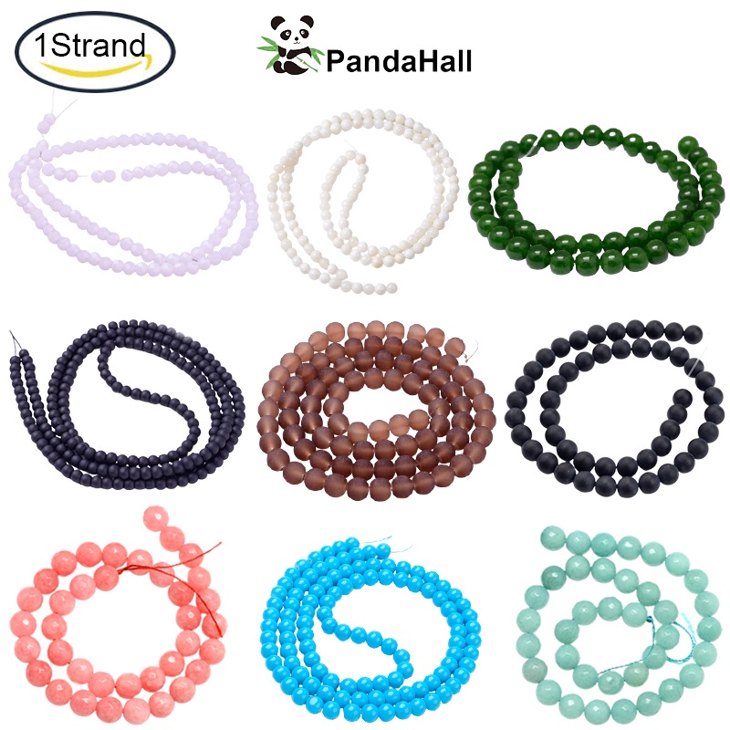 1 Sợi Chuỗi Hạt Thủy Tinh Nhám Trong Suốt Ánh Sáng Tròn 4mm Lỗ 1mm