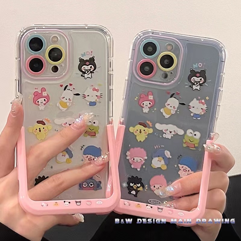 Ốp Điện Thoại Dẻo Trong Suốt Họa Tiết Hoạt Hình Sanrio Màu Hồng Dễ Thương Cho iPhone 14 Pro Max i13 12 11 Pro Max