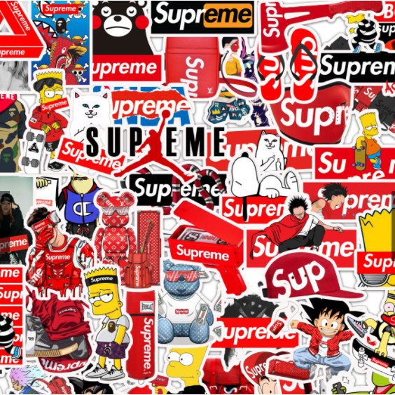 Sticker SUPREME nhựa PVC không thấm nước, dán nón bảo hiểm, laptop, điện thoại, Vali, xe