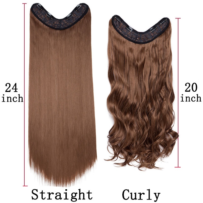 Tóc Giả 4 Kẹp Nối Dài Thẳng Bằng Sợi Tổng Hợp Vô Hình Thoáng Khí Thời Trang