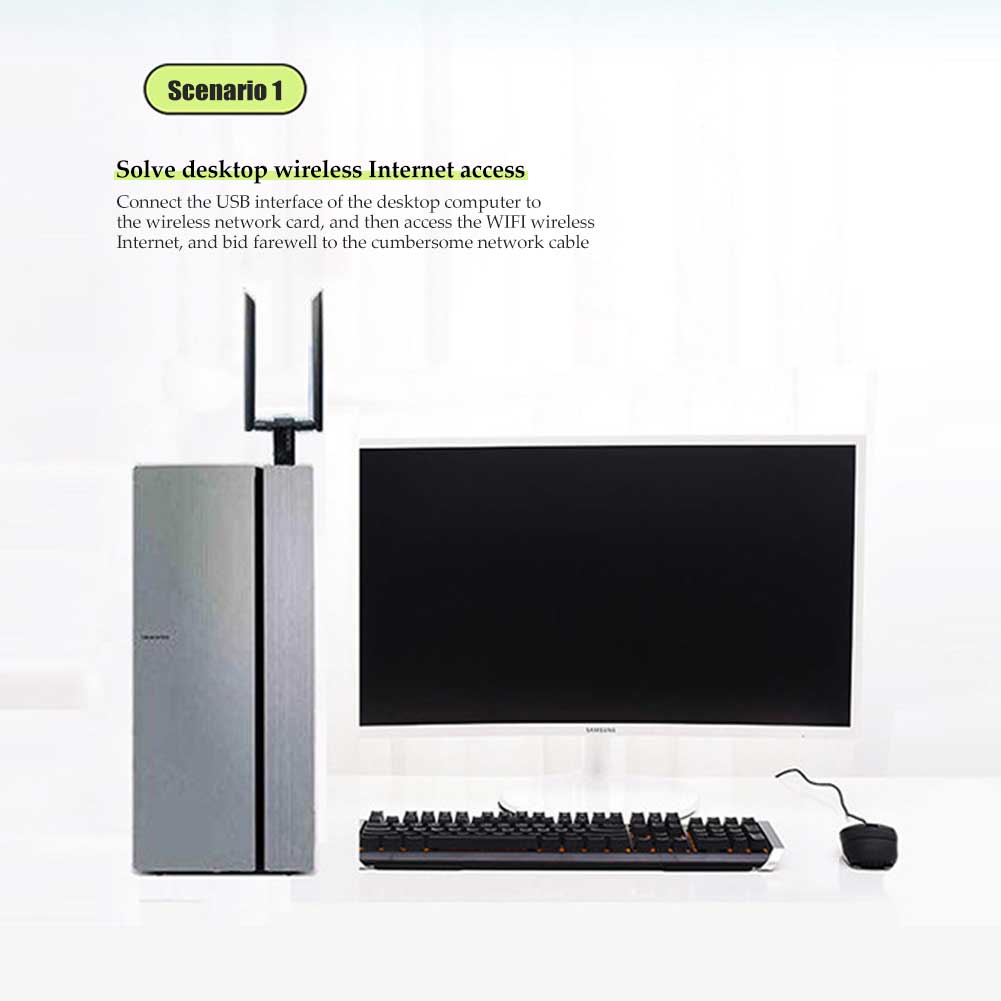 Card mạng không dây Thẻ mạng không dây USB 1200M Bộ thu WiFi Bộ thu không dây băng tần kép 5.8G / 2.4G cho PC | BigBuy360 - bigbuy360.vn