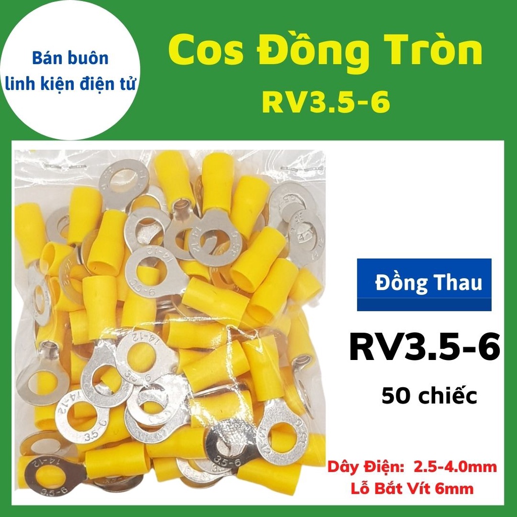 100 Đầu cos tròn RV3.5-5, đầu cốt chữ o, RV3.5-5, đầu cos tròn