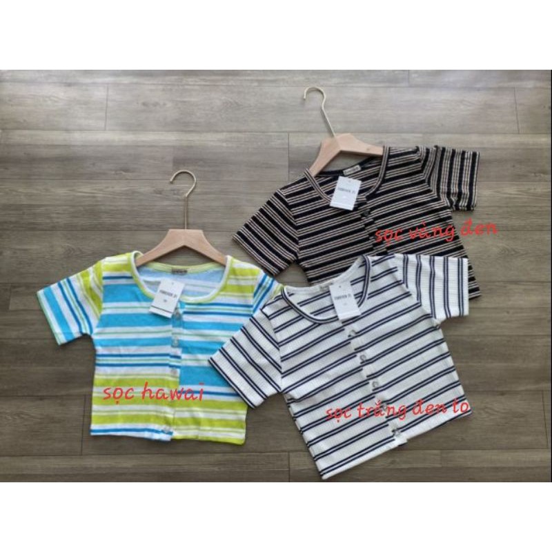 [ có video hình thật ]Áo Croptop Ôm Body ̀̀̀̀̀5 Nút Tay Ngắn | BigBuy360 - bigbuy360.vn