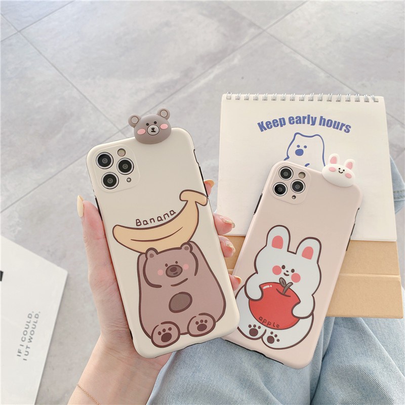 Ốp lưng iphone leo IMD Thỏ apple - Gấu banana 7plus/ 8plus / x /xs /xsmax/11/ /11 promax/12/12pro/12promax DT07