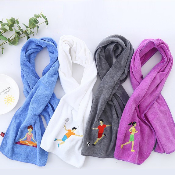 Khăn Cotton thể thao lau thấm mồ hôi thêu họa tiết hình cô gái, hỗ trợ tập Yoga, Gym