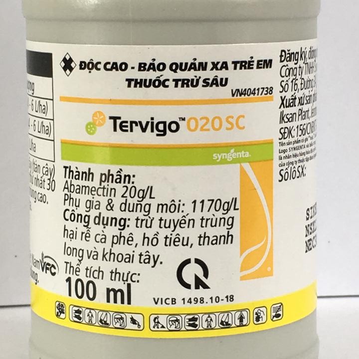 Chế phẩm Đặc Trị Tuyến Trùng Rễ Syngenta Tervigo 020SC chai 100ml