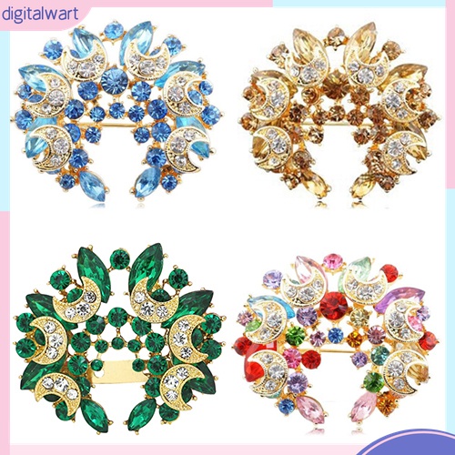 Ghim Cài Áo Hình Hoa / Trăng / Lưỡi Liềm Đính Đá Phong Cách Vintage Thời Trang Cho Nữ