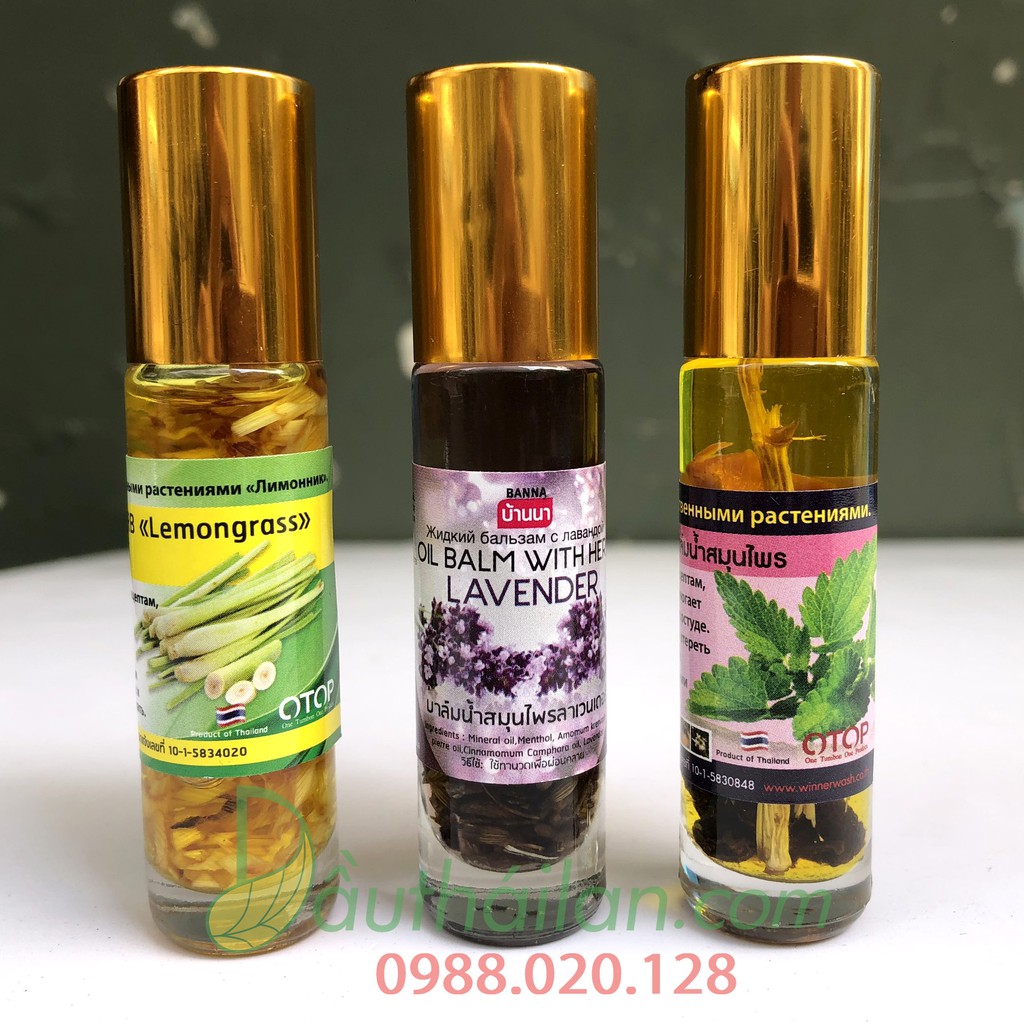 Dầu lăn OTOP Thái Lan mùi Sả, Lavender, Bạc Hà