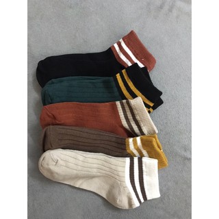Tất hai sọc cổ nhỡ/ cổ cao vintage