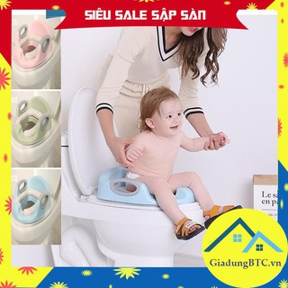 Bệt thu nhỏ bồn cầu cho bé có tay vịn, đệm mông silicon cao cấp | Bệ ngồi bồn cầu trẻ em, cho bé từ 2-7 tuổi