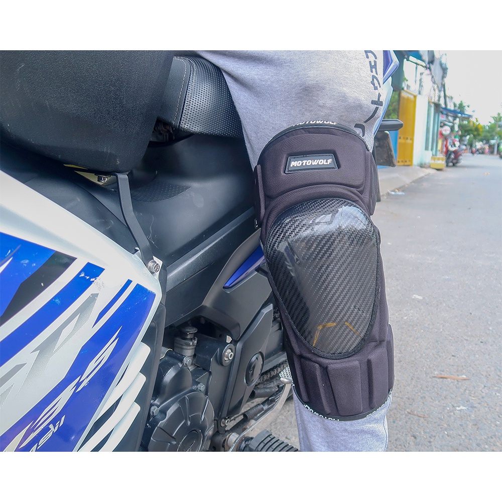 Bộ giáp gối tay chân carbon Motowolf