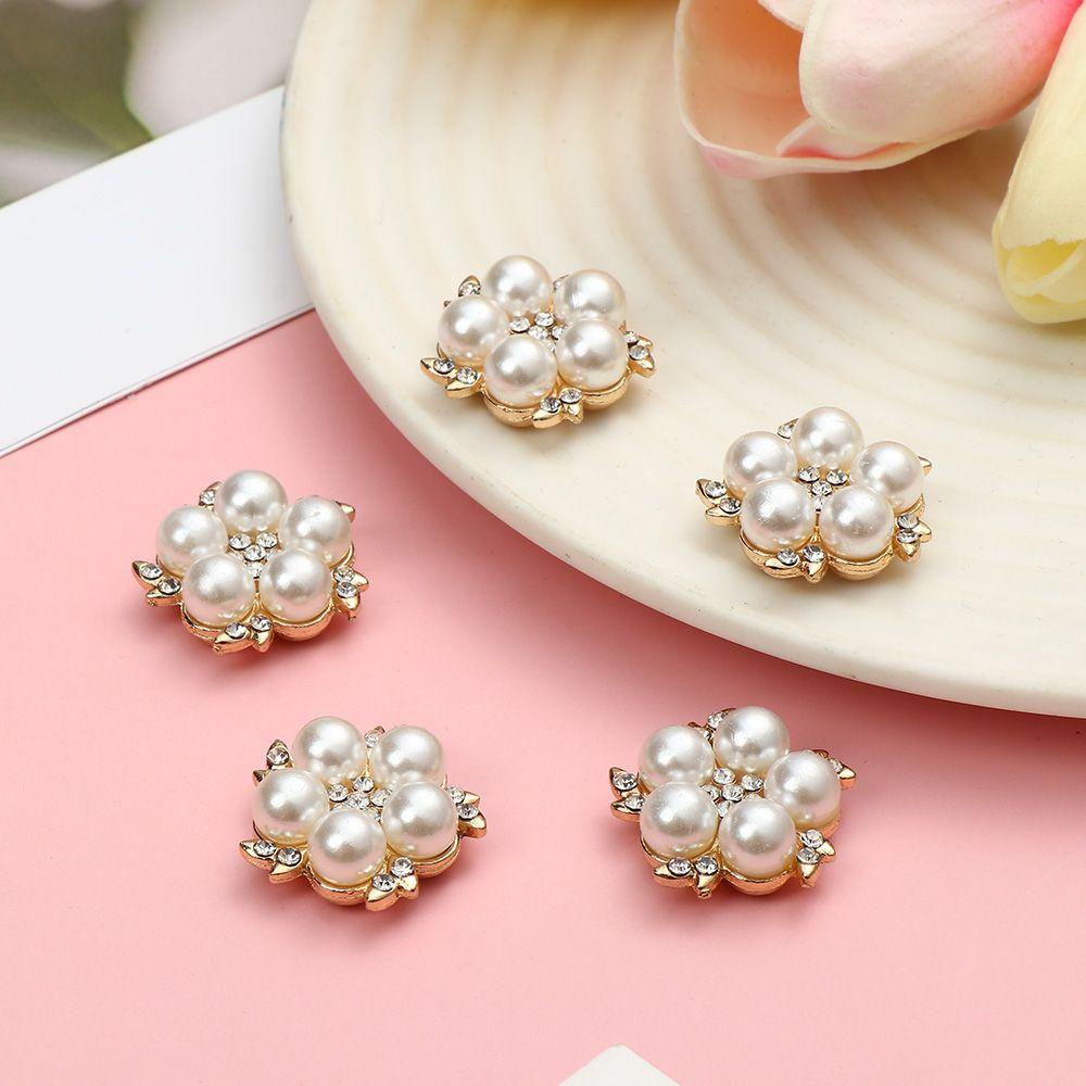 Set 5 Nút Họa Tiết Hoa Dùng Để Trang Trí Túi Xách / Kẹp Tóc DIY