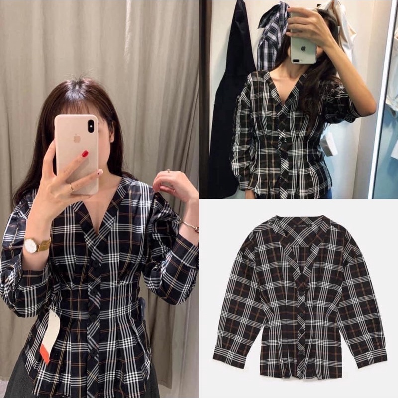 Áo sơ mi kẻ Zara vợt sa.le