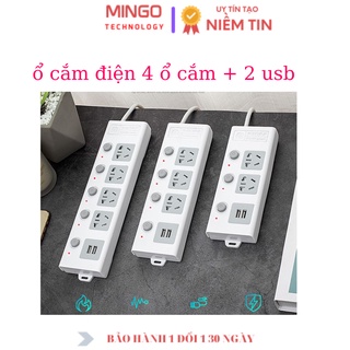 Ổ cắm điện thông minh chuyển đổi đa chức năng dây 3m8 - có 2 đầu cắm usb chuẩn sạc an toàn chống giật tặng phích
