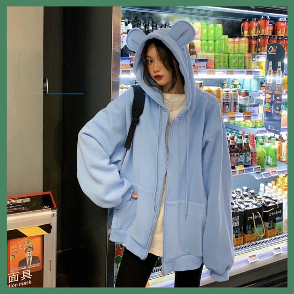 Áo Khoác Hoodie Zip Trơn Tai Thỏ Dễ Thương - La mode | BigBuy360 - bigbuy360.vn