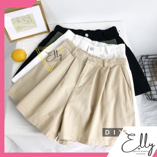 Quần short ống rộng kaki cúc khóa chun lưng
