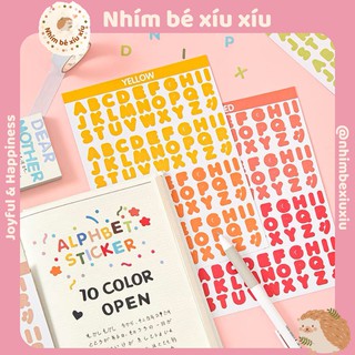 Sticker chữ cái Bộ 2 tấm hình dán nhãn giấy Candy color alphabet VT57