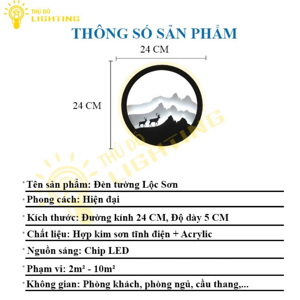 Đèn Gắn Tường Trang Trí THỦ ĐÔ LIGHTING Thiết Kế Mẫu Đèn Lộc Sơn, Chất Liệu Hợp Kim Sơn Tĩnh Điện Cao Cấp