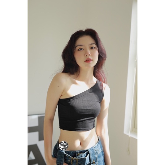 Áo Croptop Nữ Kiểu Lệch Vai Ôm Body Tôn Dáng - Minipie