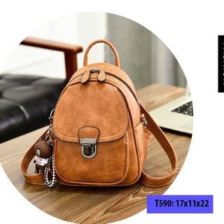 Balo mini da cho nữ đi làm, đi chơi dáng trơn 2 khóa thời trang hàn quốc T590