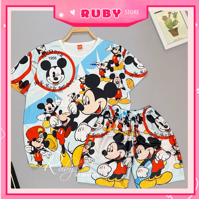 Set bộ Mickey BIG SIZE (5KG - 70KG) ❤ Đồ bộ hoạt hình form rộng bé trai bé gái chất thun mịn mát co giãn thoải mái DBRBD