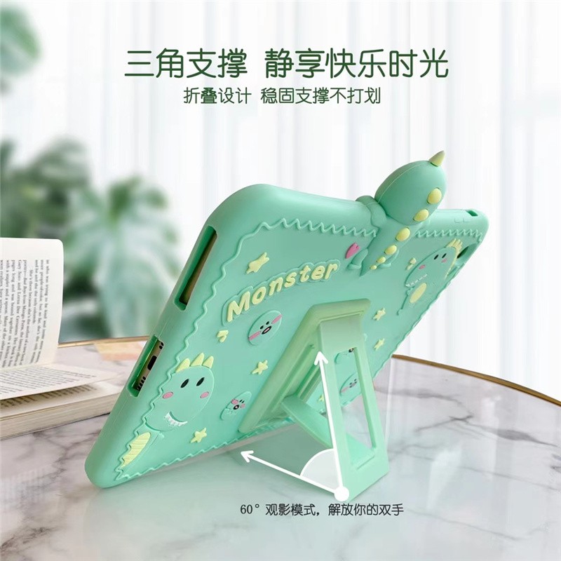 iPhone IPad para sa iPad Mini 1 2 3 4 5 Vỏ iPad 2 3 4 5 6 IPad Air 1 2 iPad Pro 10,5 inch Pro Dinosaur Stand Bao silicon mềm iPad