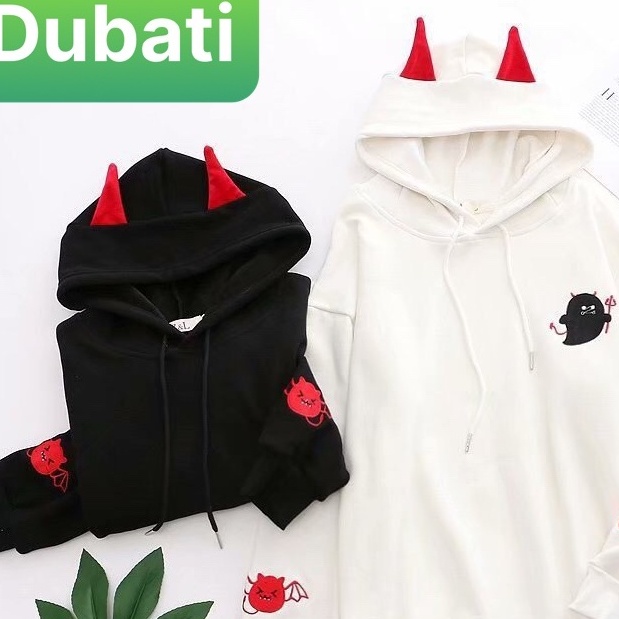 Áo Nỉ From Rộng Có Nón Hình Ma Cute, Áo Hoodie Nam Nữ Phong Cách Nhật Bản- DUBATI FASHION