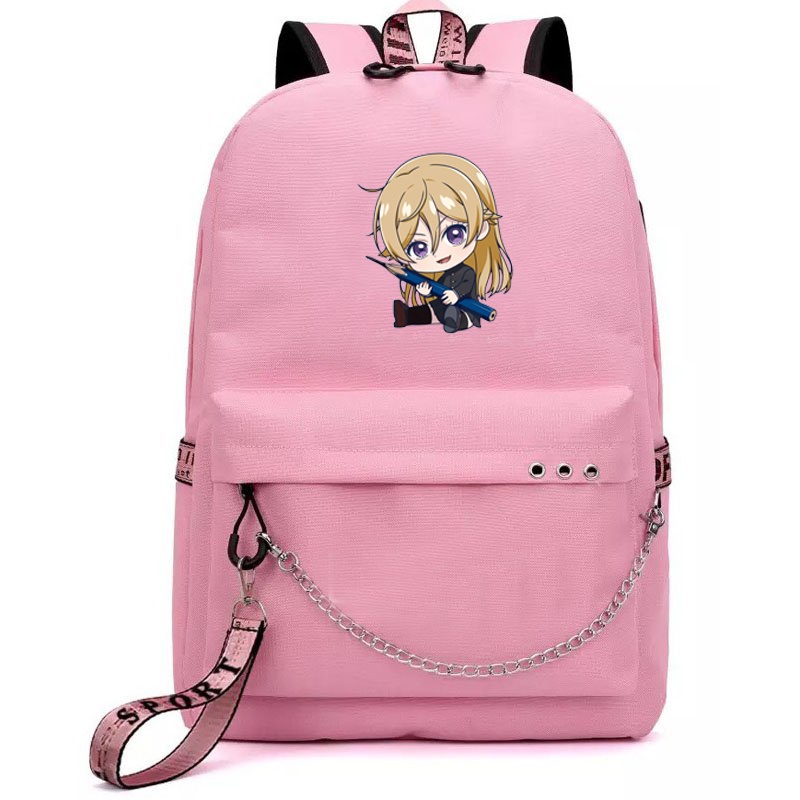 Balo thông minh đen hồng in hình BLUE PERIOD chibi anime cặp sách đi học