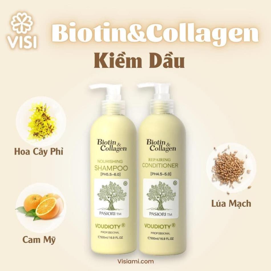 Cặp Dầu Gội Biotin Collagen dầu gội biotin collagen kiểm soát tóc bết dầu kích thích mọc tóc làm bồng tóc