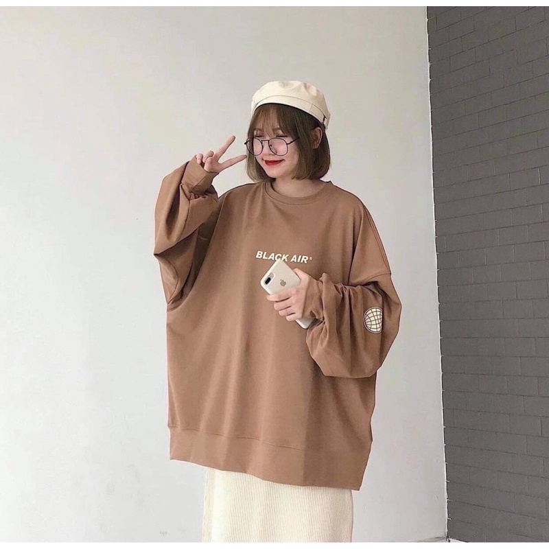 Áo Nỉ Form Rộng Black Air  Nữ [FREESHIP] 🌸 Sweater tay bồng oversize, thêu chữ  cá tính Ulzzang 🌸 | BigBuy360 - bigbuy360.vn