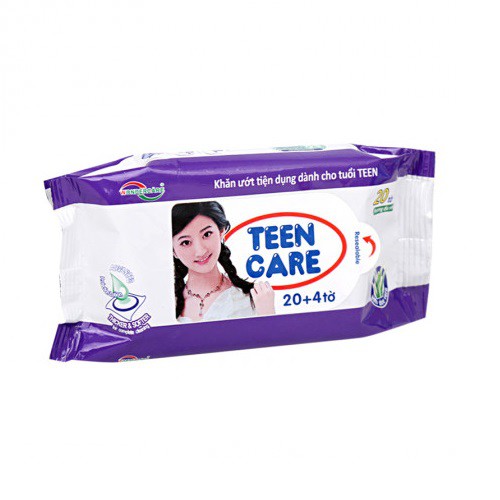 Khăn giấy ướt Teencare 20 tờ/gói , Kháng khuẩn 99,9% (Giao màu ngẫu nhiên)