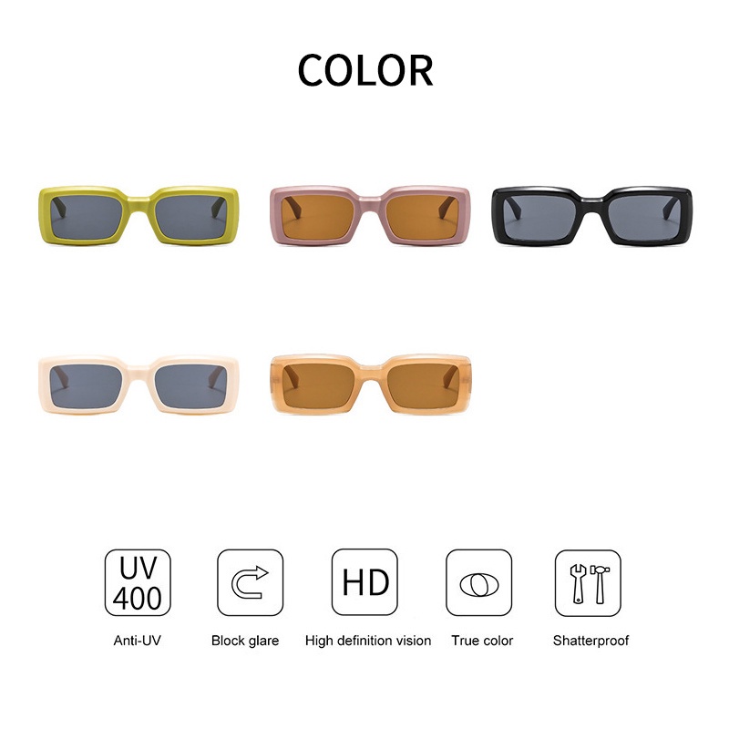 (KIQI-FASHION) COD Kính Mát Hình Chữ Nhật Chống Tia Uv400 Phong Cách Hip Hop Thời Trang Cho Nữ
