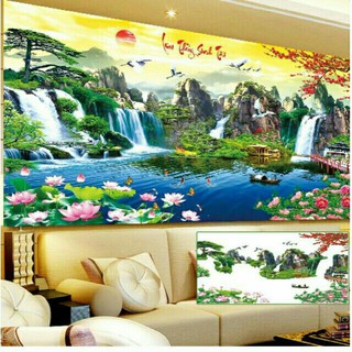 Tranh đính đá lưu thủy sinh tài LV027