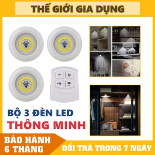 Bộ 3 Đèn LED Mini Gắn Tường Tủ, Có Điều Khiển Từ Xa, Có Chức Năng Hẹn Giờ Tắt