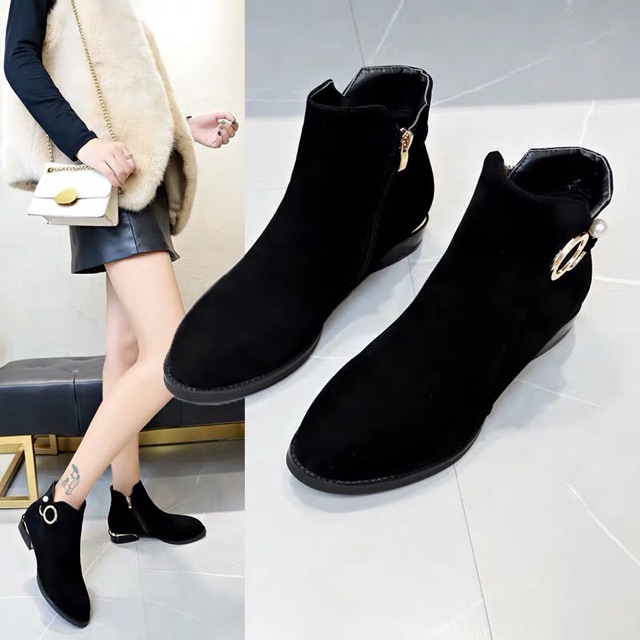 (ORDER) Bốt da lộn cổ ngắn gót thấp BIG SIZE 35-44