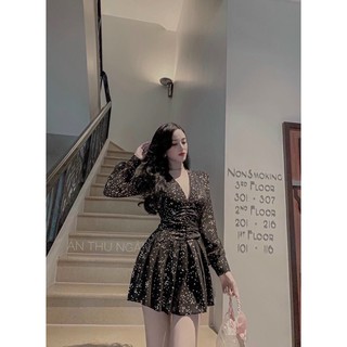 Đầm xoè hoạ tiết