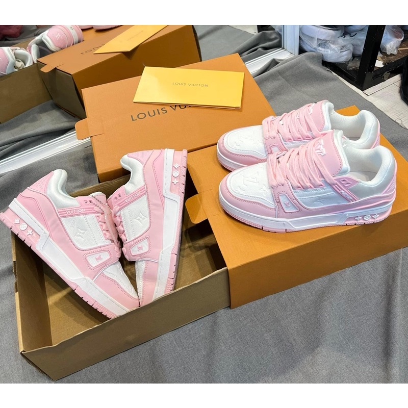 Giày Thể Thao Sneaker LV hồng độn đế nữ bản cao cấp ảnh thật shop tự chụp +Freeship