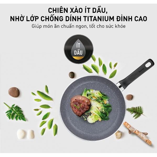 [Mã LIFEHL25 giảm 10% đơn 350K] Combo Chảo vân đá Tefal Natura Chảo chiên 20cm &amp; Chảo chiên 28cm