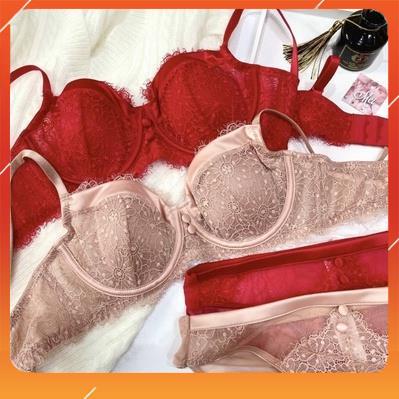 Set bộ đồ lót nữ Pinkk cao cấp áo có gọng cup ngang, chất liệu ren họa tiết hoa nhí, đệm mút mỏng. Mã B12985