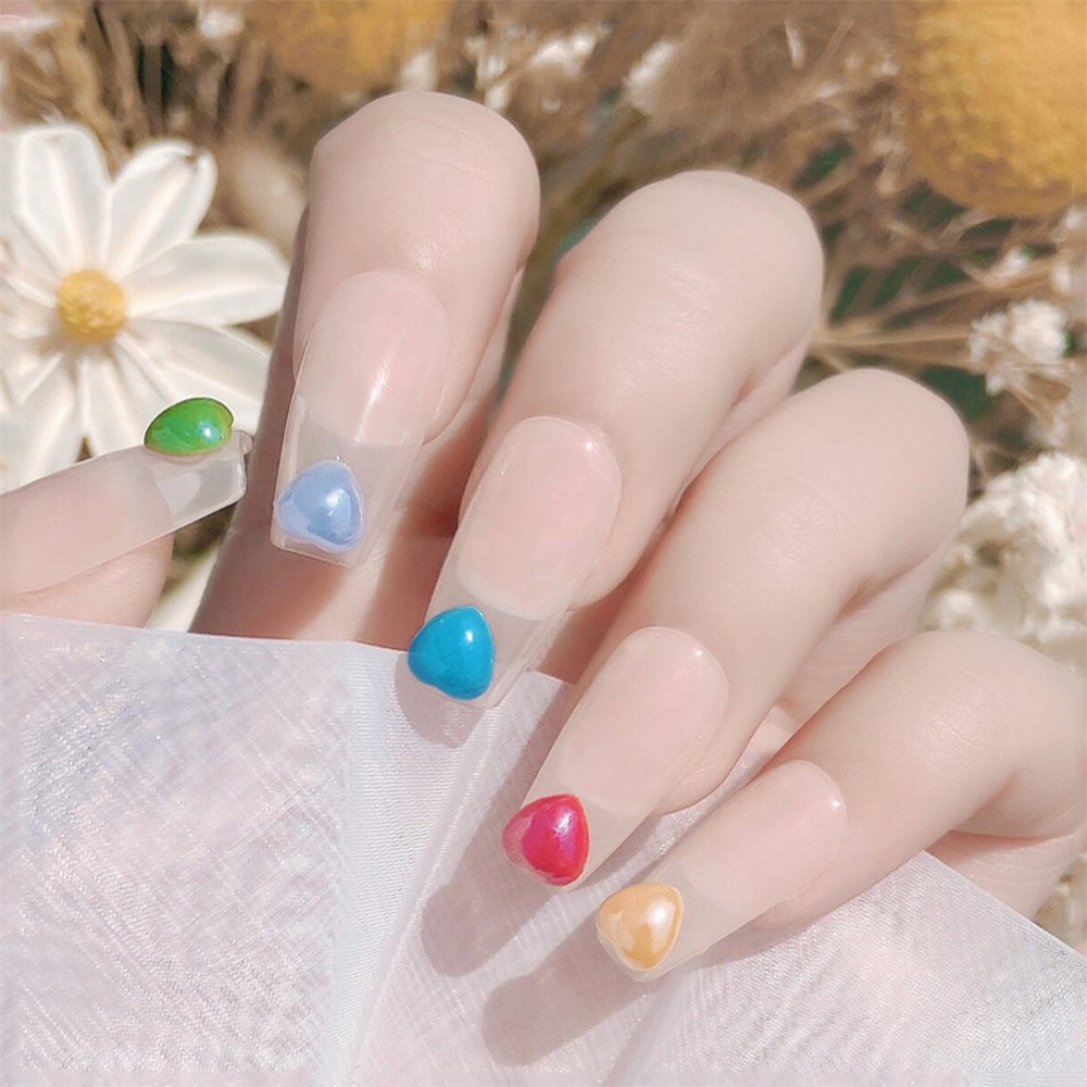 [Hàng mới về] Set 50 hạt phụ kiện hình trái tim 6mm nhiều màu sắc trang trí móng tay nghệ thuật DIY