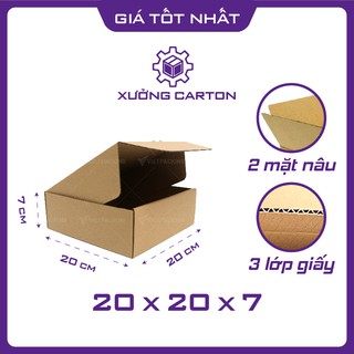 20x20x7 - 25 hộp giấy carton pizza nắp gài đóng gói hàng hóa