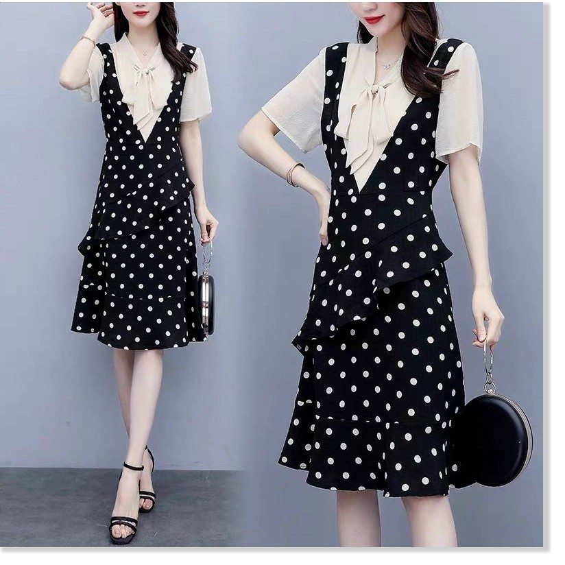 ĐẦM NỮ CHẤM BI FORM RỘNG GIẤU BỤNG CỰC HOT HHP