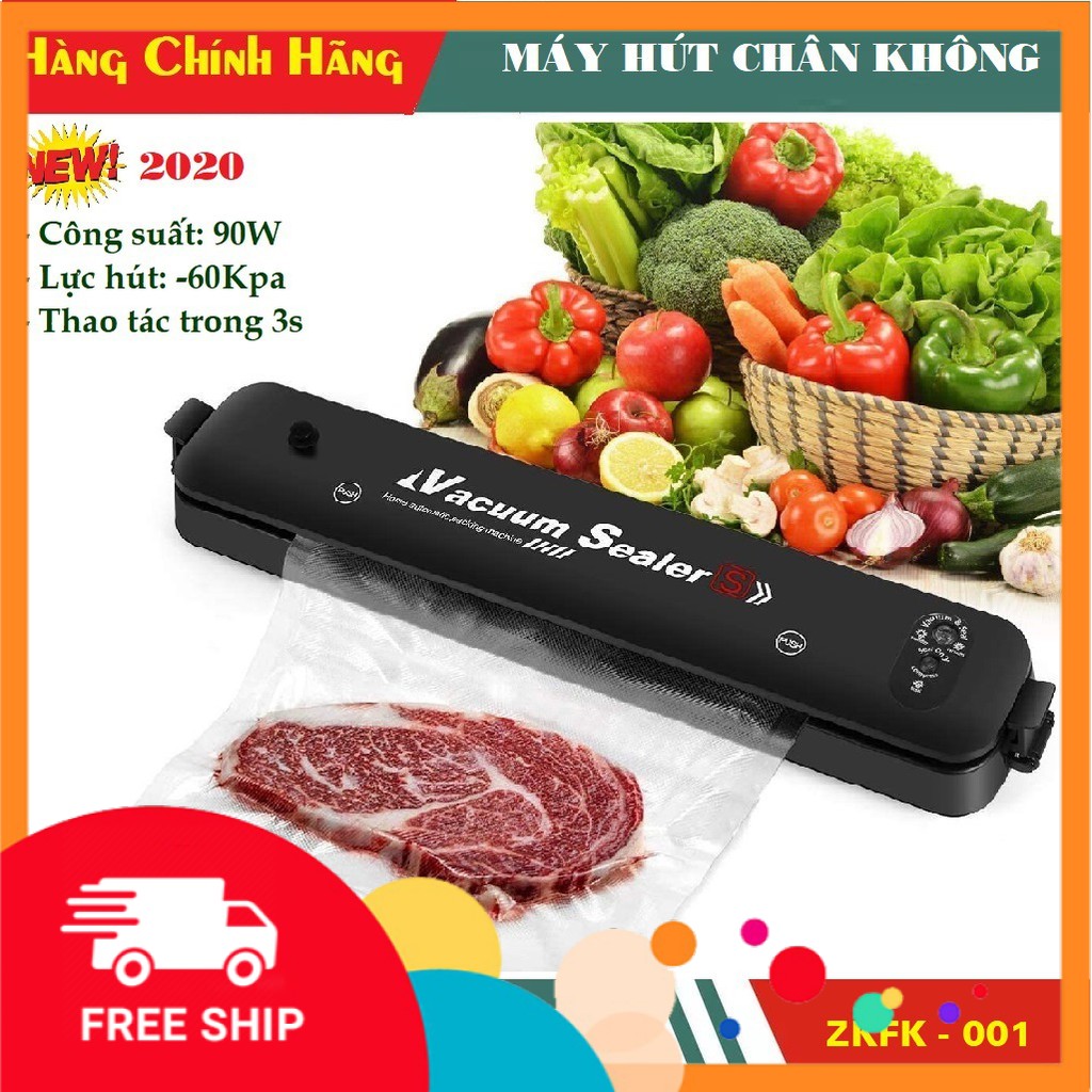 Máy hút chân không thực phẩm kiêm hàn miệng túi Vacuum Sealer - mẫu máy hút chân không gia đình tiện lợi - Tặng 10 túi