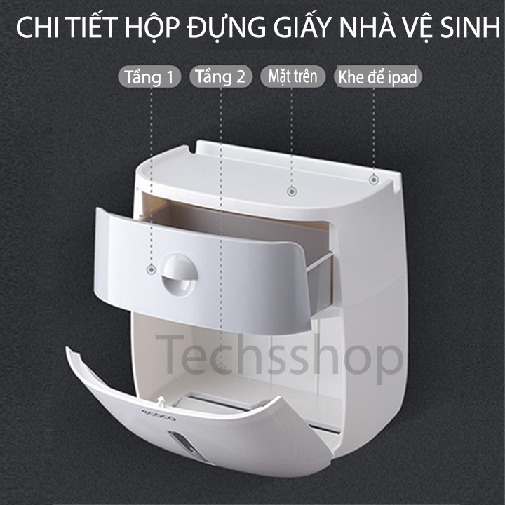 Hộp Đựng Giấy Vệ Sinh 2 Tầng Ecoco E1804 Trong Nhà Tắm - Hộp Giấy Toilet Loại Lớn