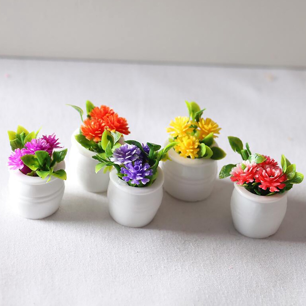 Chậu cây giả mini trang trí nhà búp bê nhiều màu sắc tùy chọn