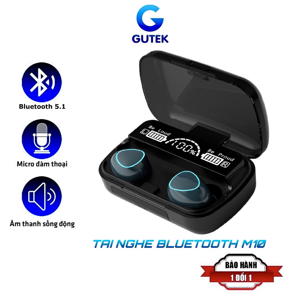 Tai nghe bluetooth không dây M10 TWS v5.1 bass mạnh nút cảm ứng âm thanh HIFI có mic