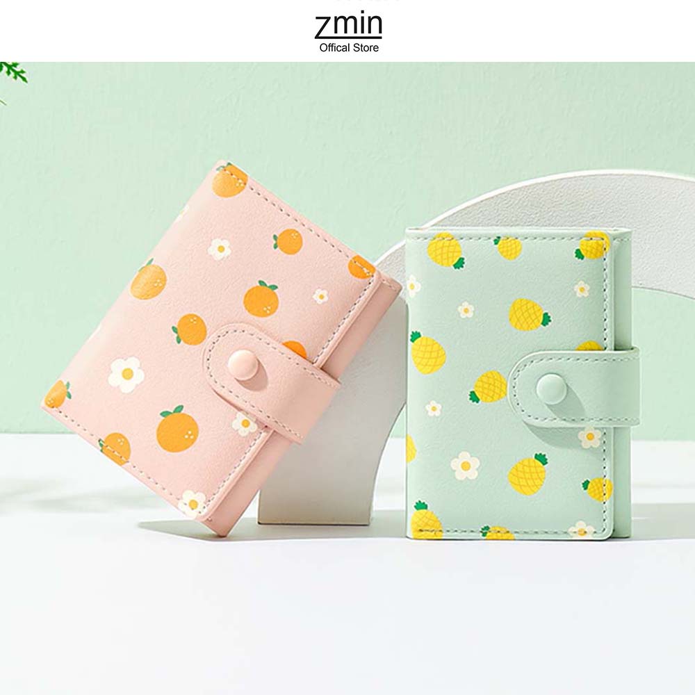 Ví bóp nữ mini cầm tay họa tiết trái cây Zmin, chất liệu da PU cao cấp - V049