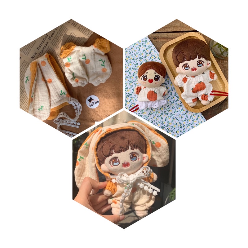 (Ord) Outfit for doll Set áo + yếm cho doll 20cm và 15cm