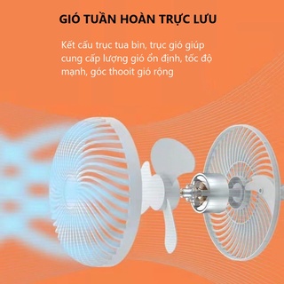 Quạt tích điện để bàn, quạt mini không dây sạc pin USB có 3 tốc độ gió, pin 1200mAh