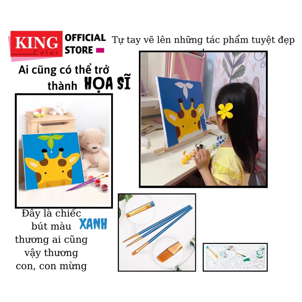 Tranh Sơn Dầu Số Hoá 20x20cm Cho Bé Tự Tô, Tranh Tô Màu Theo Số Size Nhỏ 20x20cm Kèm Màu Acrylic